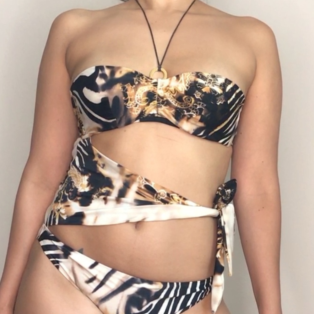 Safari Print one piece swimsuit cutout